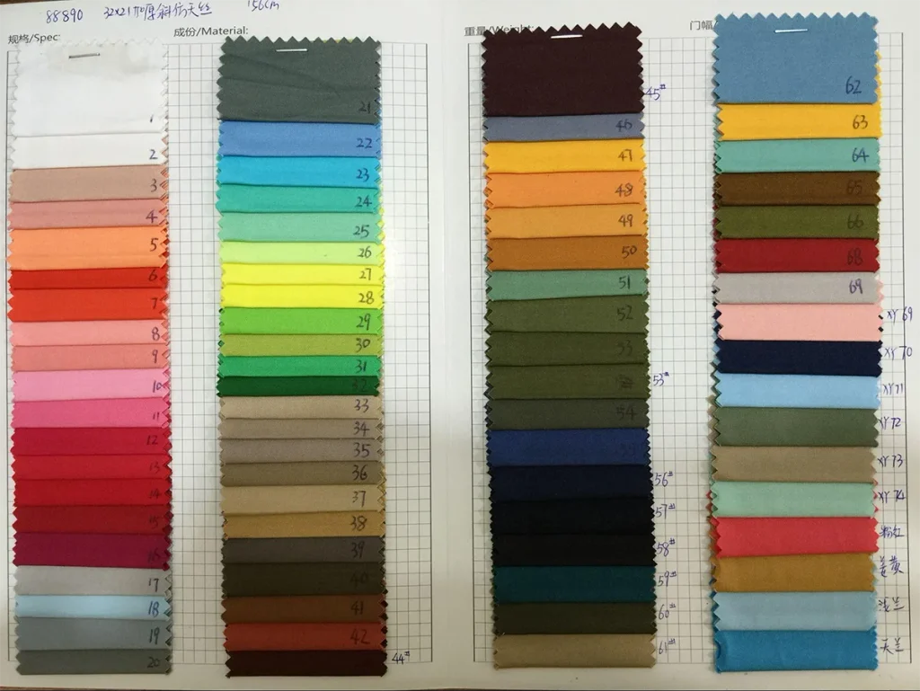 custom clothing fabric color swatches