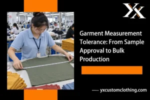 Garment measurement tolerance check on a T-shirt during quality control