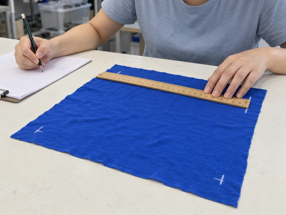 measuring fabric shrinkage after washing