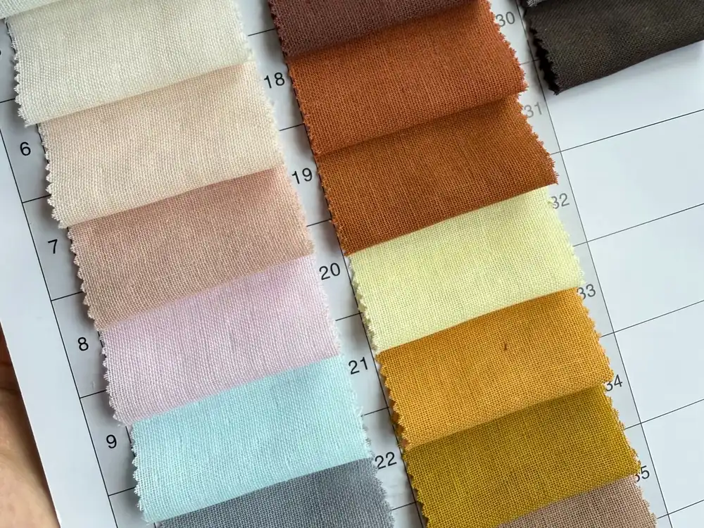 Fabric color swatches showing texture and color options for clothing development